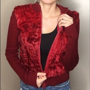 BCBG red fur sweater
